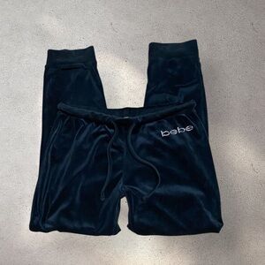 Bebe Black Velour Jogger Pants